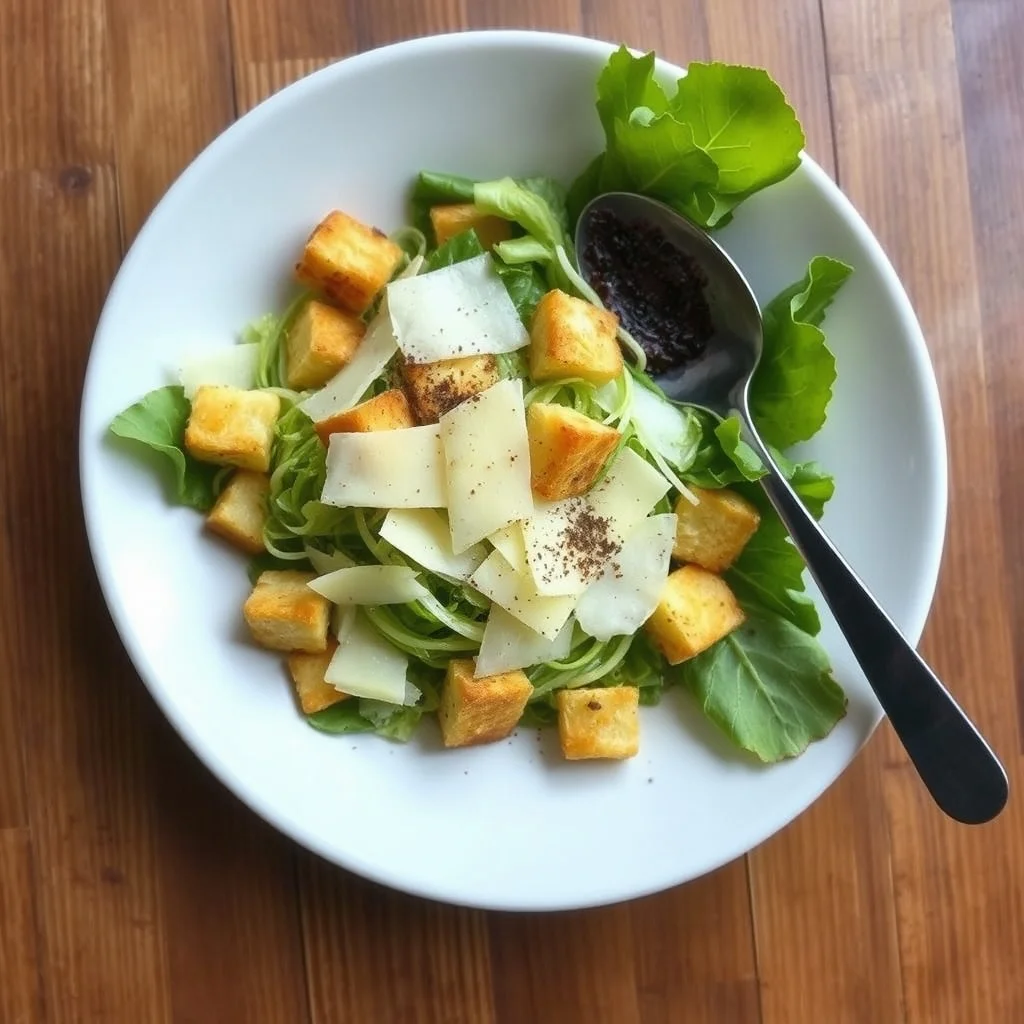 Classic Caesar salad with shaved parmesan and golden croutons